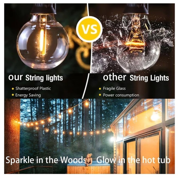 String Lights with Black Holders Set of 2 - Picture 4 of 5